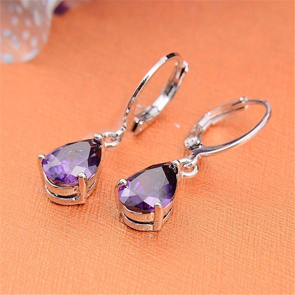 Khuyên Tai Nữ Hình Giọt Nước Đính Đá Thời Trang