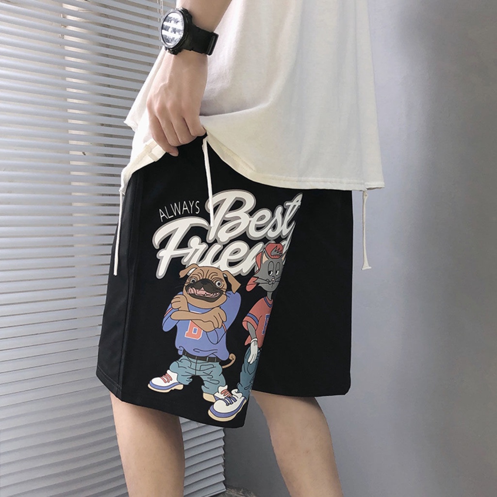 Quần Short Thể Thao Dáng Rộng Phong Cách Hàn Quốc Thời Trang Mùa Hè Cho Nam