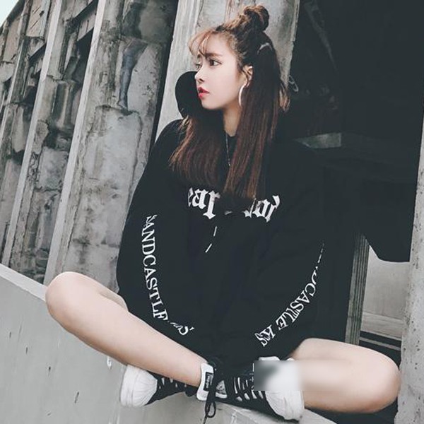 Áo HOODIE hiphop chui đầu tay phồng có nón form rộng Hàn Quốc nam nữ VIVU123STORE   HOD001