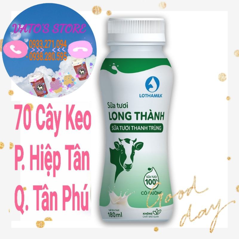 Sữa tươi thanh trùng Long Thành Lothamilk 180ml có đường