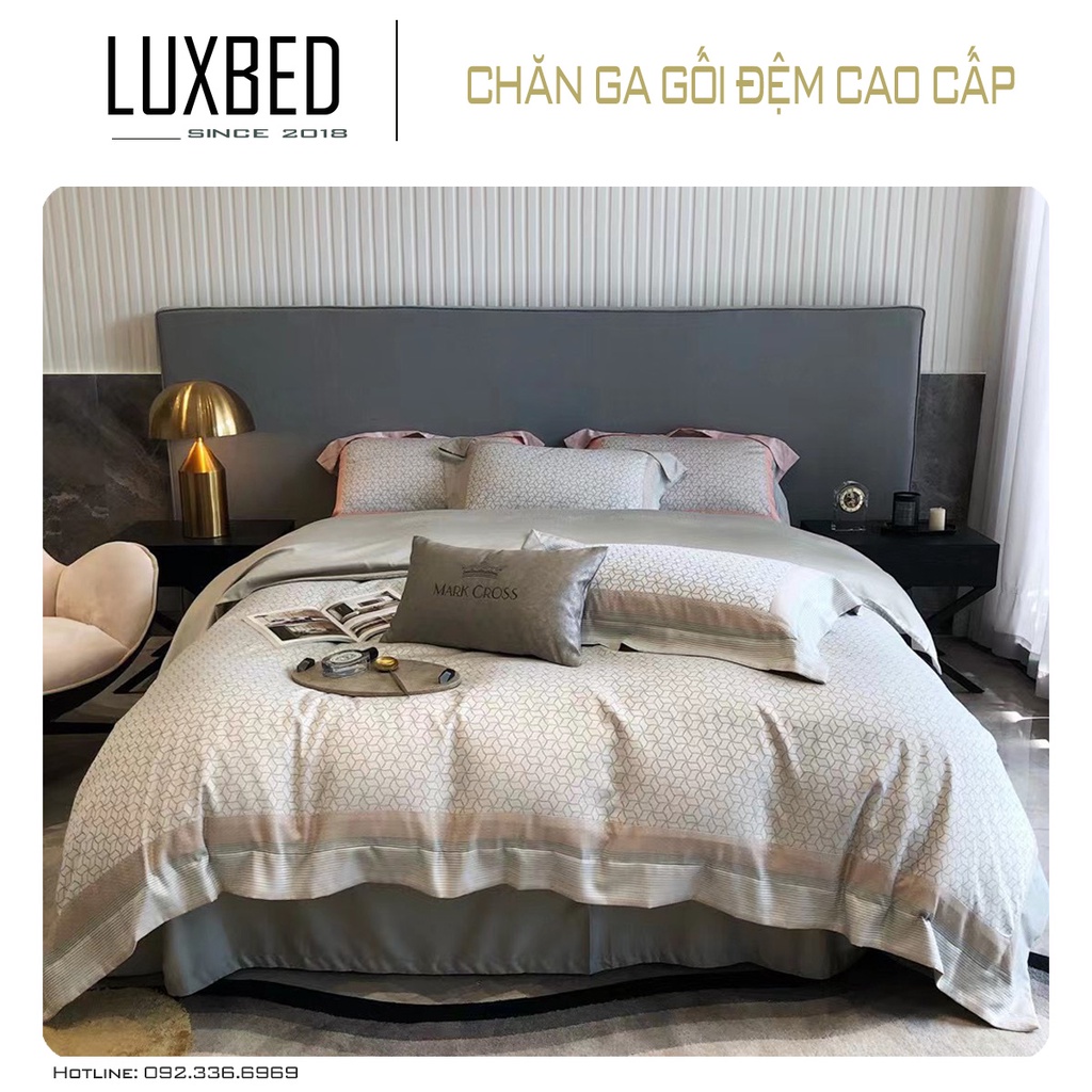 Bộ Chăn Ga Gối Lụa Tencel Plant Silk 100s Mark cross Mềm Mịn Mát Sang - LUXBED