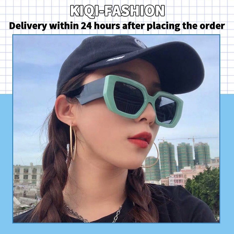 (KIQI-FASHION) COD Kính Mát Gọng Vuông Lớn Chống Tia Uv400 Thời Trang Cho Nam Và Nữ