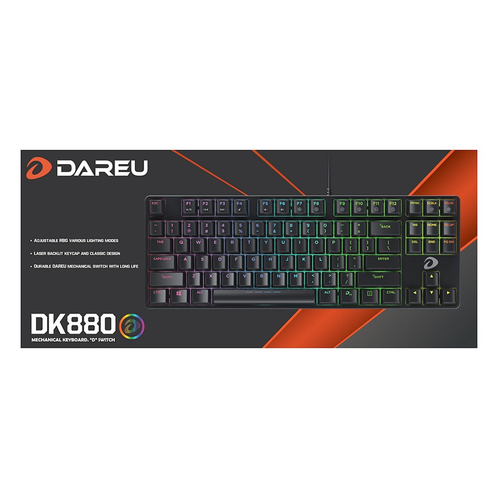 Bàn Phím Cơ Có Dây DareU DK880 RGB D Switch Tenkeyless - Hàng Chính Hãng