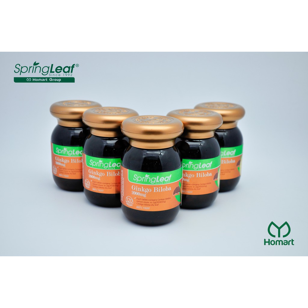 Spring Leaf Ginkgo Biloba 2000mg – Ginkgo Úc - Cải Thiện Tuần Hoàn – Tăng Cường Sức Khoẻ Não Bộ