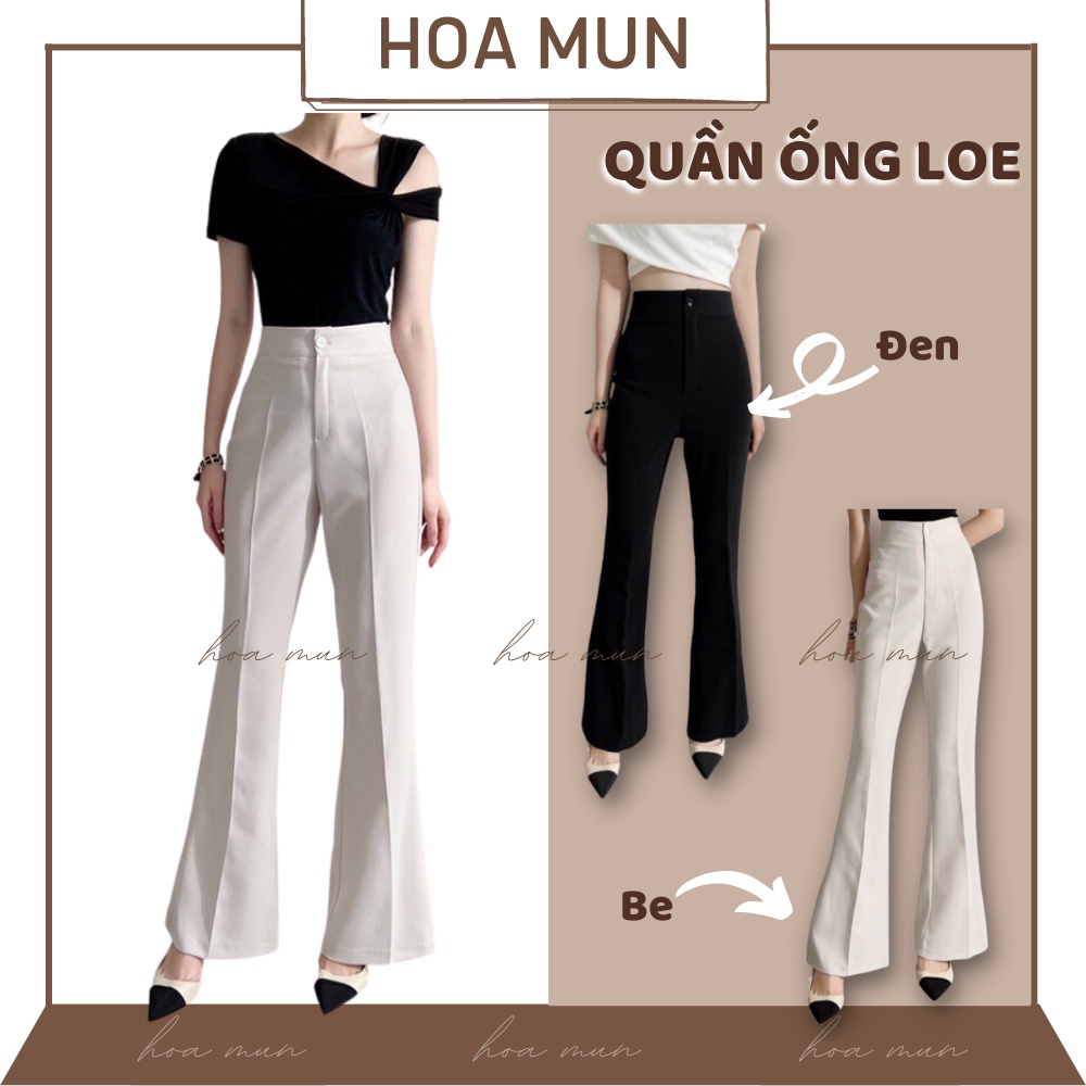 Quần Ống Loe HoaMun lưng cao ống vẩy, Quần tây âu dài công sở nữ ống loe cạp cao dáng dài 1 Khuy