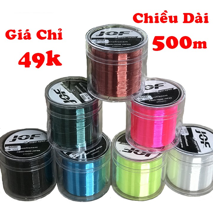 Cước Câu Cá JOF 500m Cuộn Dây Câu Cá Sợi Nilon Nhỏ Mịn Siêu Bền Chịu Tải Tốt - Caucaedu