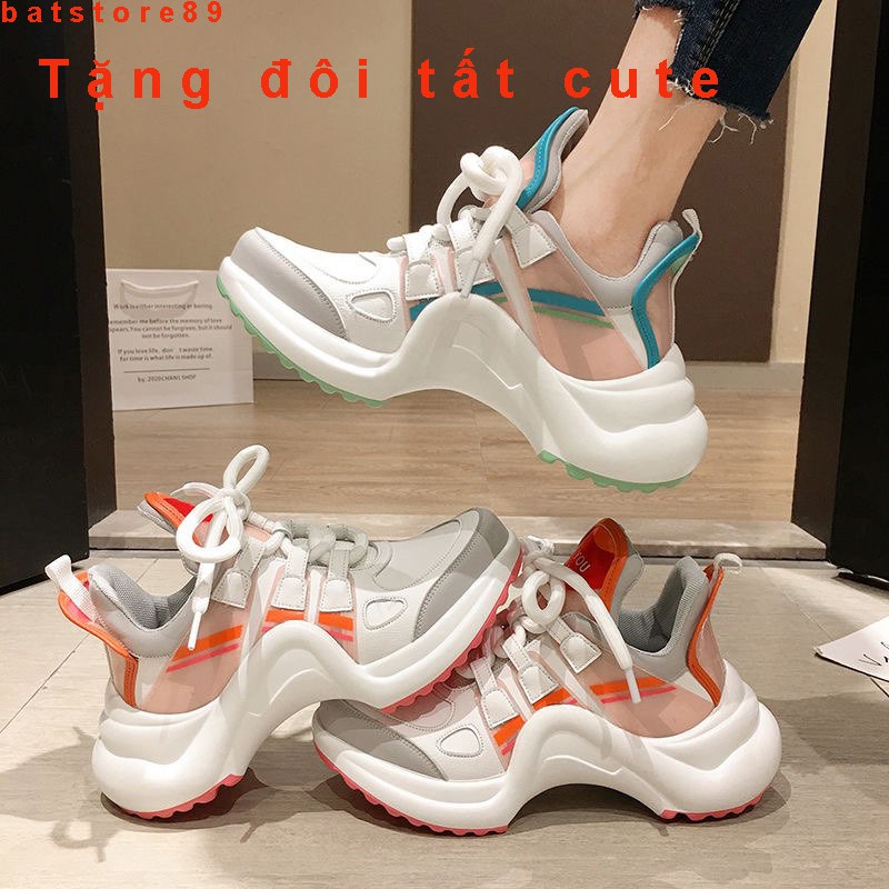 Giày thể thao nữ đế cong 5cm cực sang chảnh hot trend cao cấp - Giày sneaker nữ độn đế 5 phân ulzzang hàn quốc cao cấp