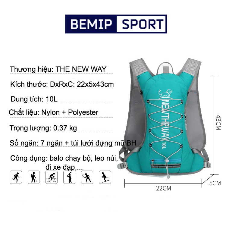 Balo chạy bộ Marathon, balo leo núi, đạp xe NEW THE WAY thế hệ mới, chống thấm, thoát khí tốt, nhiều ngăn