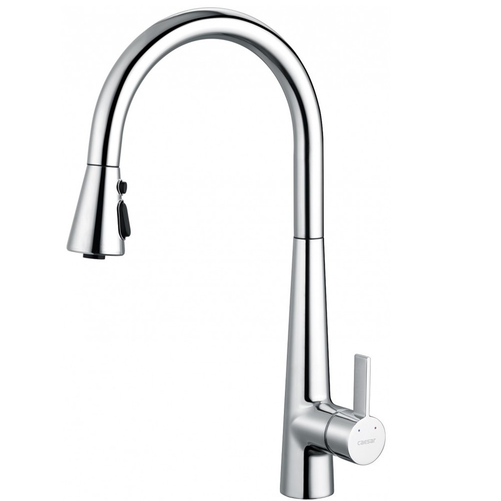 Vòi rửa chén dây rút CAESAR 905C sử dụng nước nóng lạnh - Vòi bếp nóng lạnh CAESAR