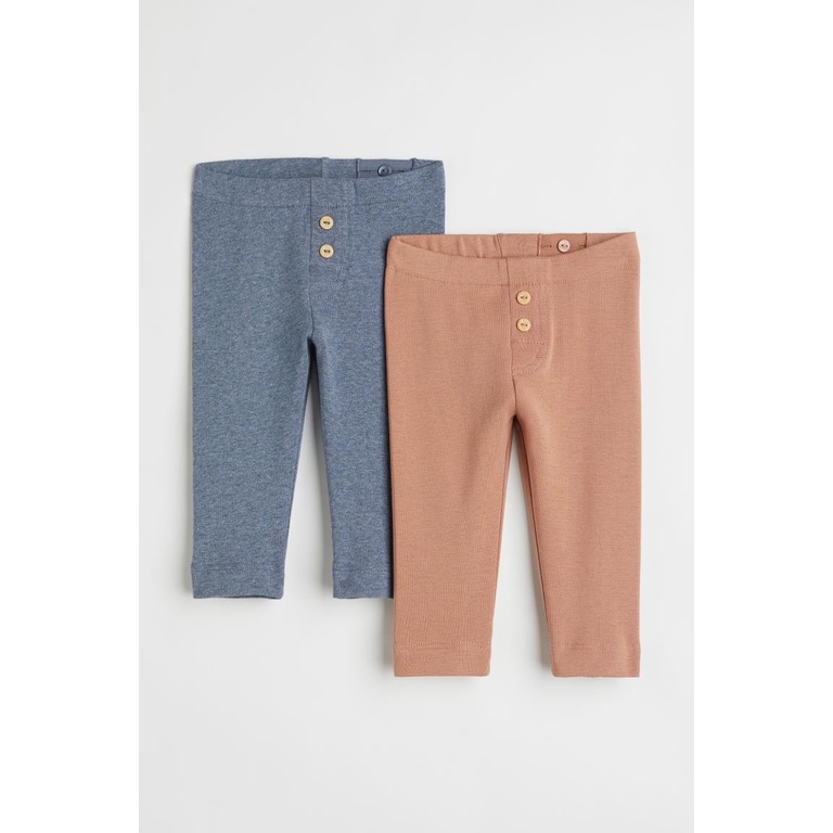 Set 2 quần legging jegging có khuy điều chỉnh 0757413 HM H&M_hàng chính hãng authentic