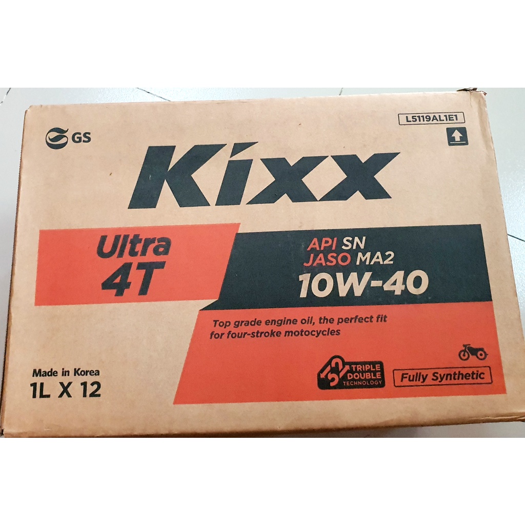 Thùng 12 chai nhớt xe số cao cấp Kixx Ultra 10W40 1L