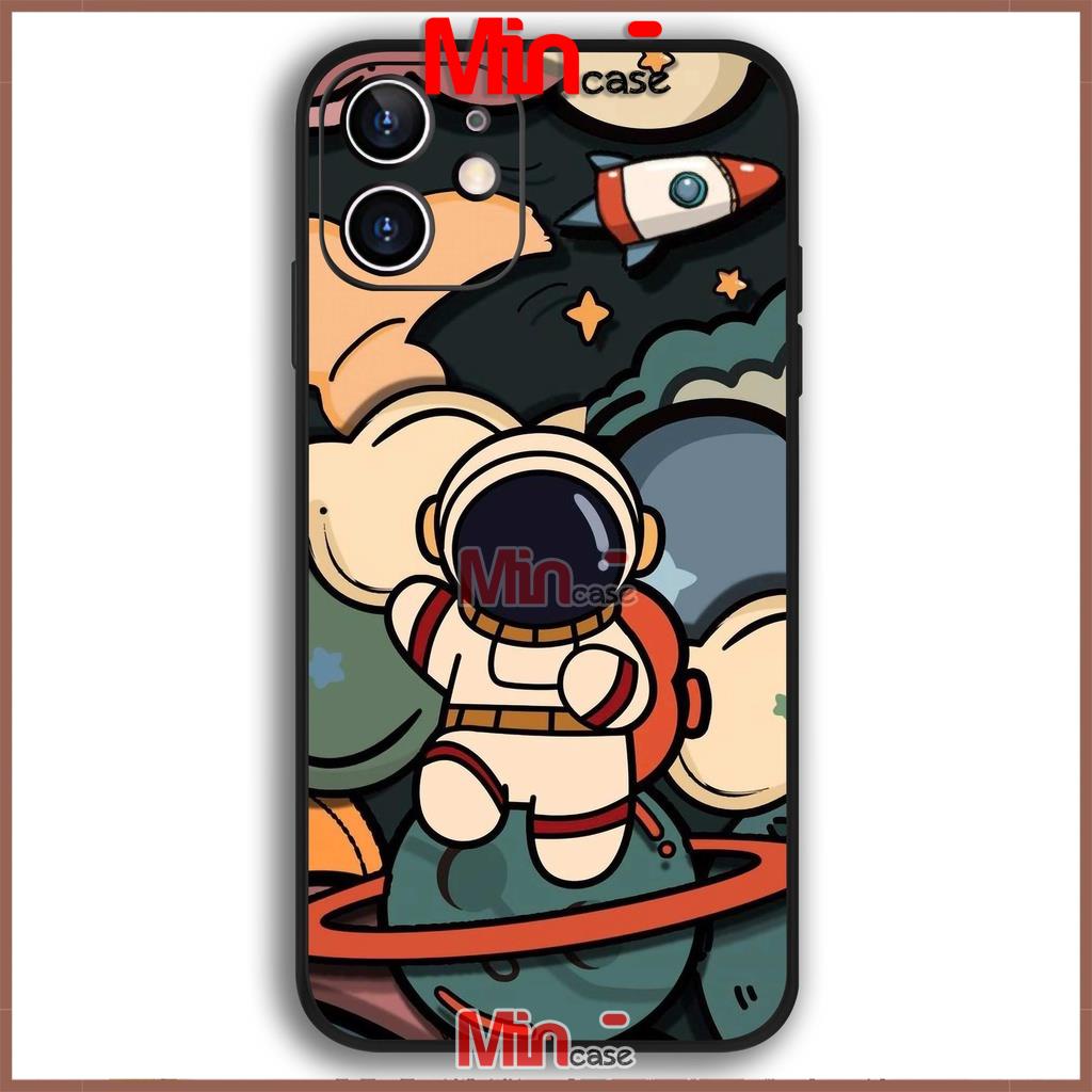 Ốp lưng iPhone Phi hành gia cạnh viền vuông silicon dẻo cho iphone 6/6s/7/8/X/XS/11/12/13 Pro Plus Max Cute dễ thương