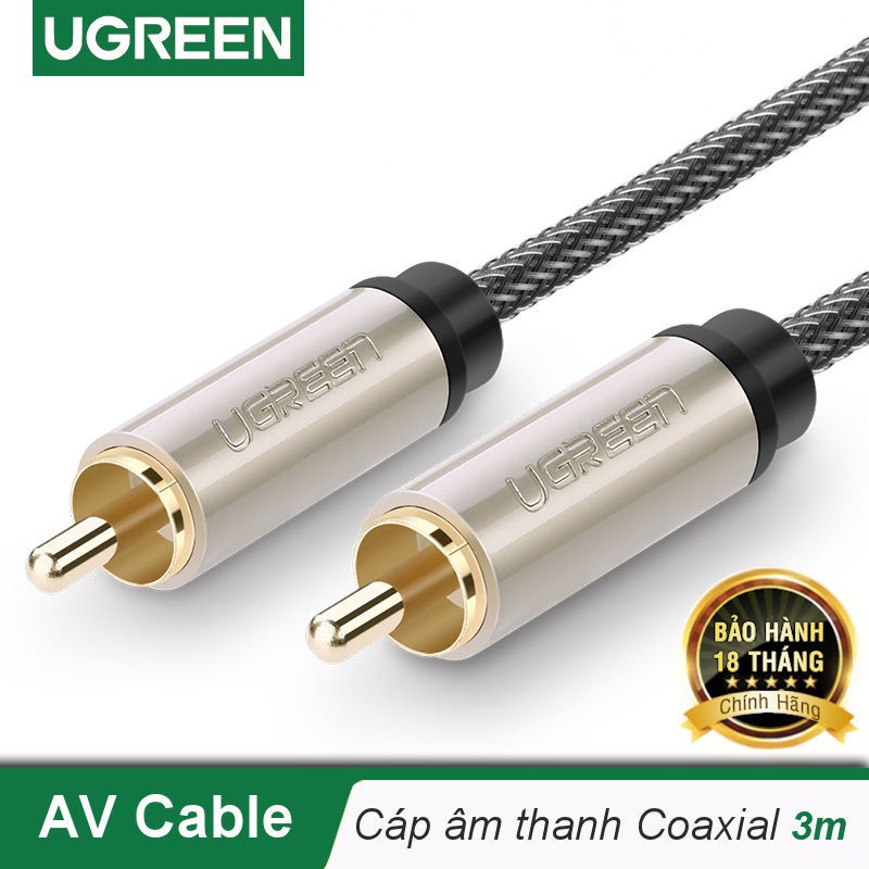 Cáp Âm Thanh Coaxial 2 đầu dương Ugreen 20738 20739 20742 20743 AV133 Chính Hãng