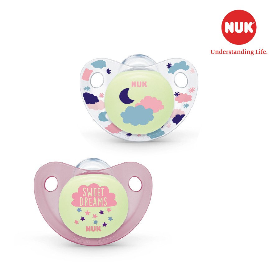 Bộ 2 ti giả NUK Night/Day silicone 0-6, 6-18m