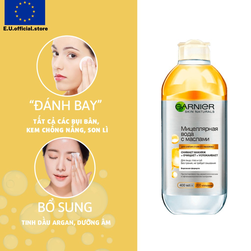 [người bán địa phương] [Loại 400ml] Nước Tẩy Trang Micellar Garnier Hồng/ Vàng/ Xanh Skinactive Cleansing Water