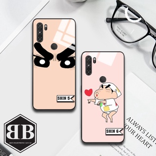 Ốp lưng kính cường lực Vsmart Active 3 hình shin đáng yêu