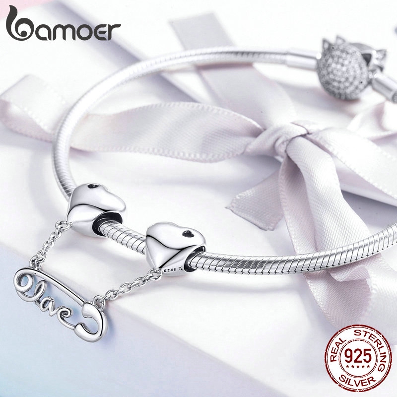 BAMOER Dây Chuyền Bạc 925 Mặt Hình Trái Tim Và Chữ Cái Thời Trang Cho Nữ