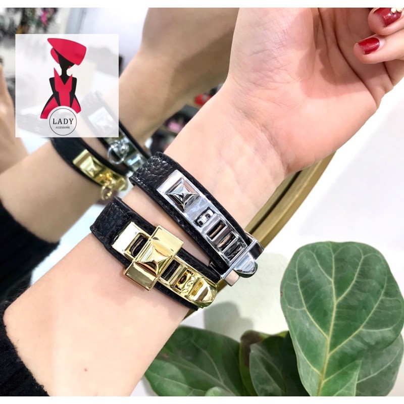 Vòng tay da HM đinh dây nhỏ 1cm