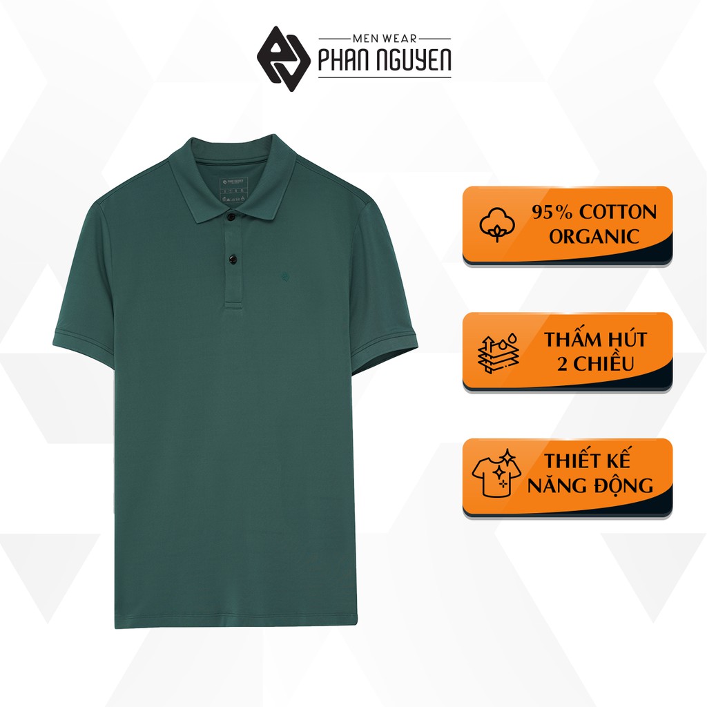 Áo polo nam cotton cao cấp PHAN NGUYỄN màu xám vỏ đậu dáng slim fit, co giãn thoải mái, thấm hút mồ hôi APC.162