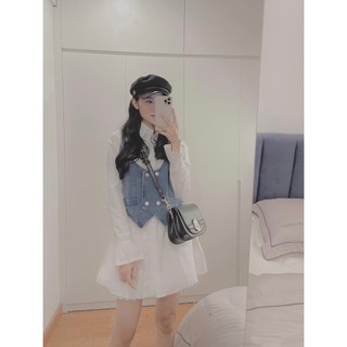 set váy sơ mi kèm yếm bò