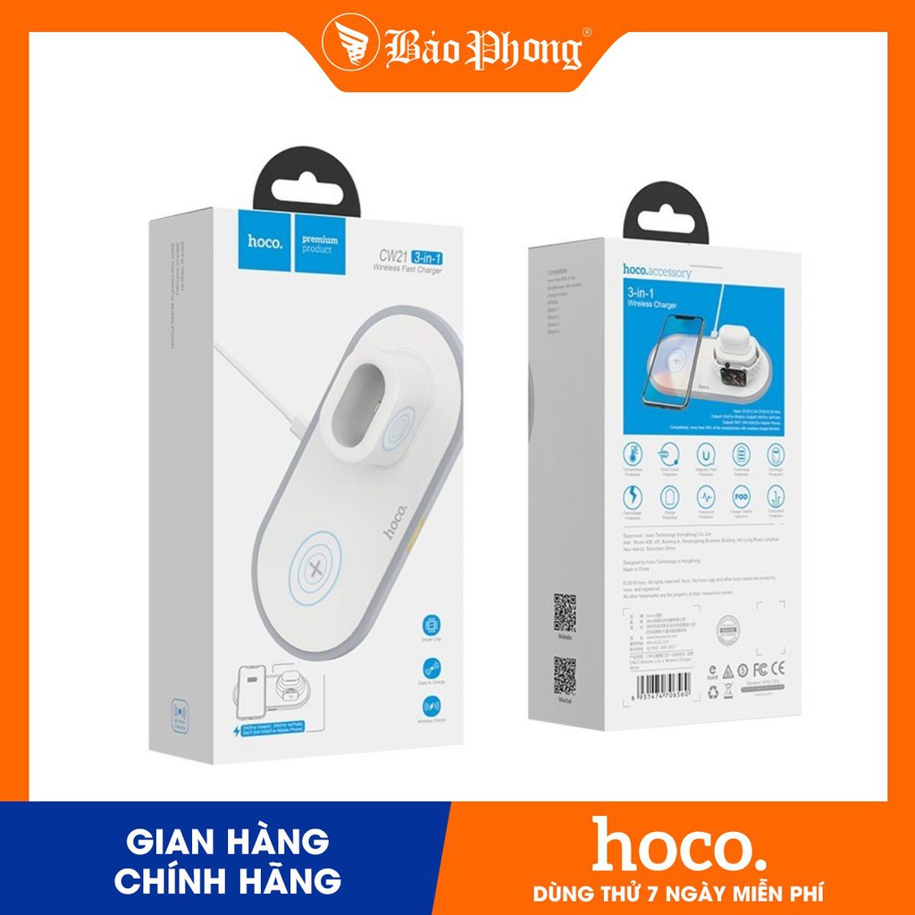 Sạc Không Dây Hoco CW21 3 in 1