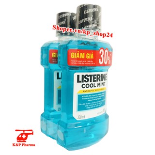 ✅ Combo 2 chai Listerine Cool Mint Bạc Hà 250ml - Nước súc miệng diệt khuẩn thơm mát