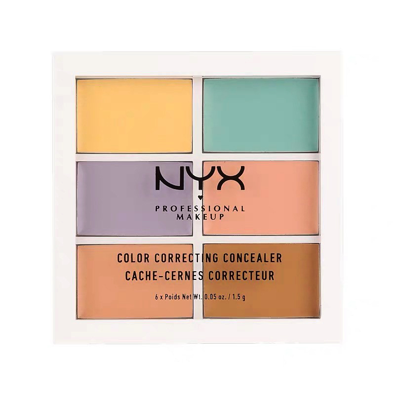 Tấm che khuyết điểm sáu màu NYX, tấm hiệu chỉnh bóng và highlight, che các đốm và quầng thâm | BigBuy360 - bigbuy360.vn