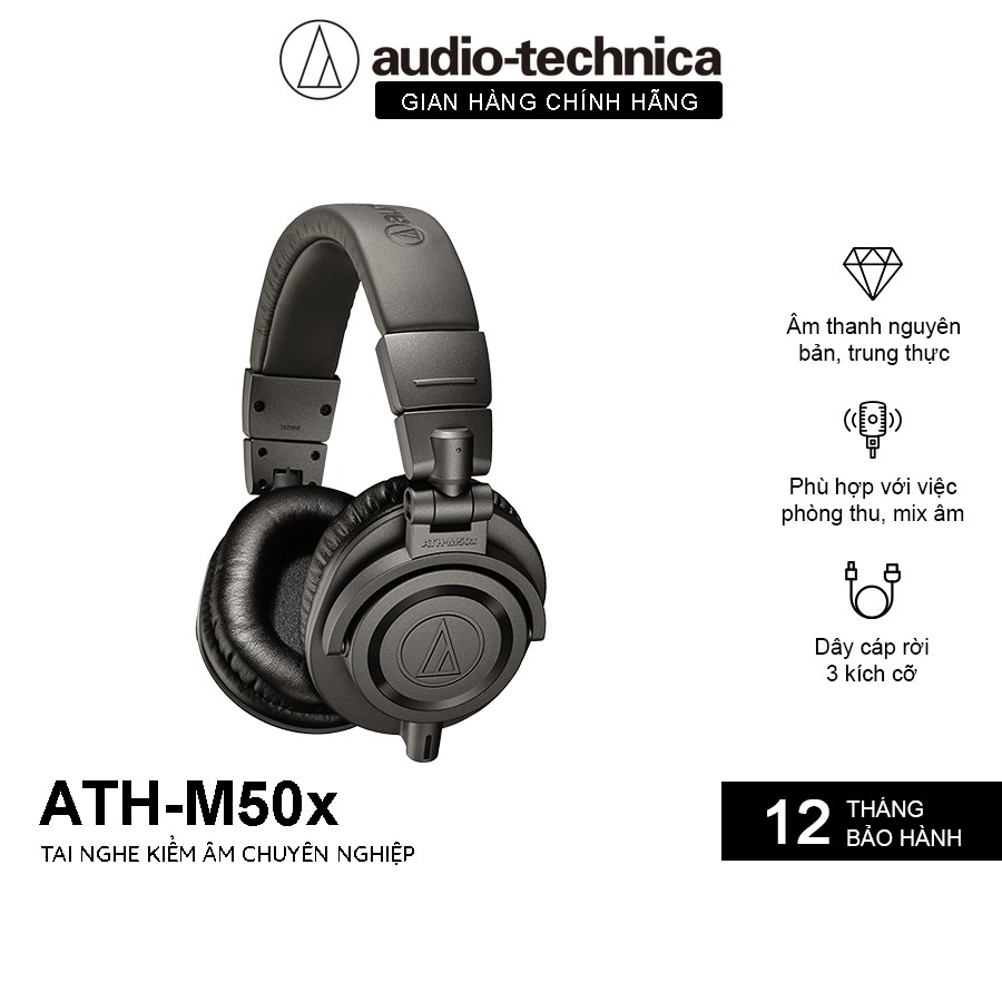 [88ELSALE 7% hoặc 88ELSALE1 5%] Tai Nghe Chụp Tai Overear Audio Technica ATH-M50x Professional Hifi - Hàng Chính Hãng