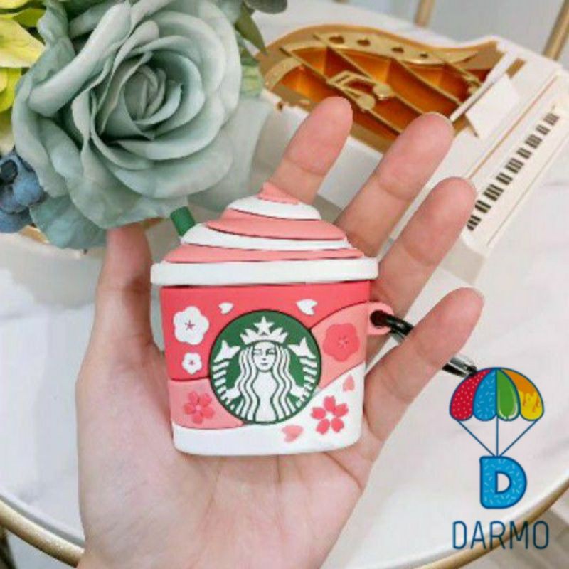 (Order 10 ngày) Case bảo vệ Airpods Pro/1/2 cốc cà phê starbucks frappuccino hoa anh đào hồng sakura kem dâu mẫu 4