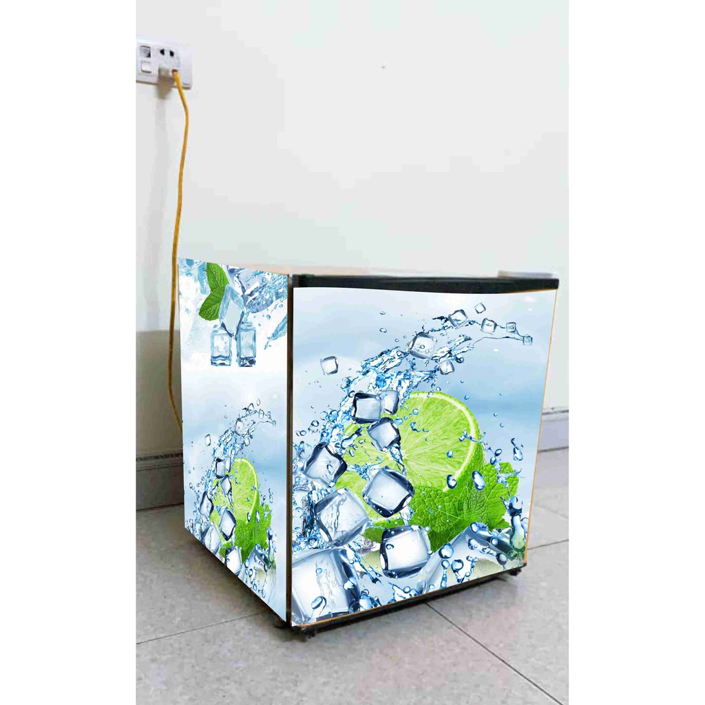 Miếng dán tủ lạnh mini mẫu chanh đá tươi mát chất liệu chống thấm - decal dán tủ lạnh 90l và 50l