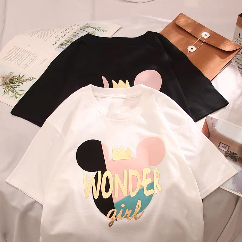 Áo thun unisex WONDER GIRL AO35, Áo phông tay lỡ form rộng HT STORE 9X nam nữ vải cotton ulzzang đủ size