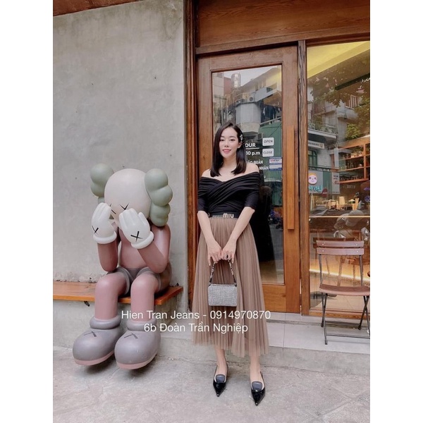 CHÂN VÁY LƯỚI MIDI CẠP MIU DÁNG DÀI QUẢNG CHÂU MS13110