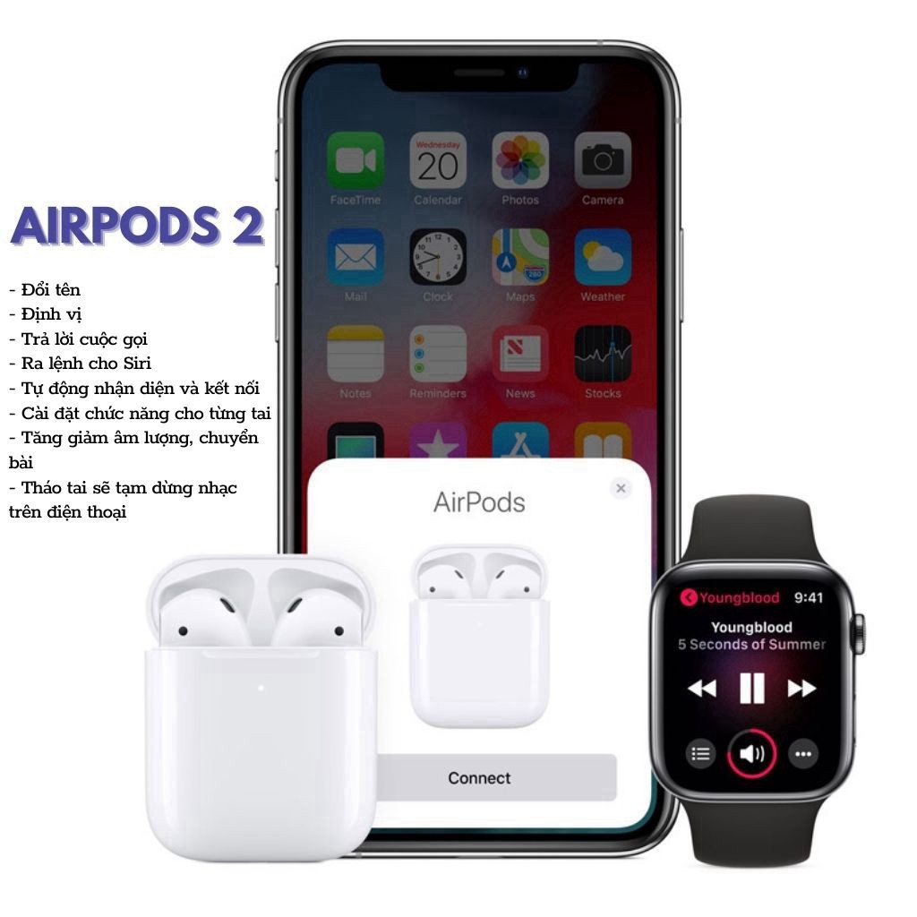 AIR.PODS 2TẶNG VỎ BỌC XỊNTai Nghe Bluetooth Phiên Bản Cao Cấp Nhất - Dùng Cả IOS Và Android- BAỎ HÀNH 6 THÁNG 1 ĐỔI