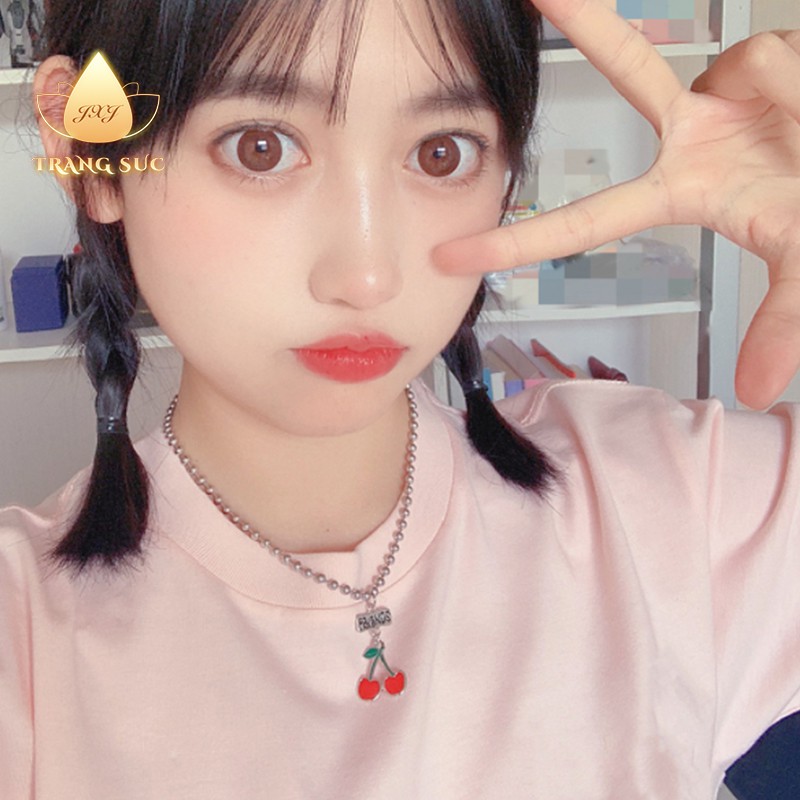 Vòng cổ Nữ Quả anh đào đáng yêu Ngọt Đẹp Màu bạc Phụ kiện Làm bằng tay Cá tính mạnh VC-053