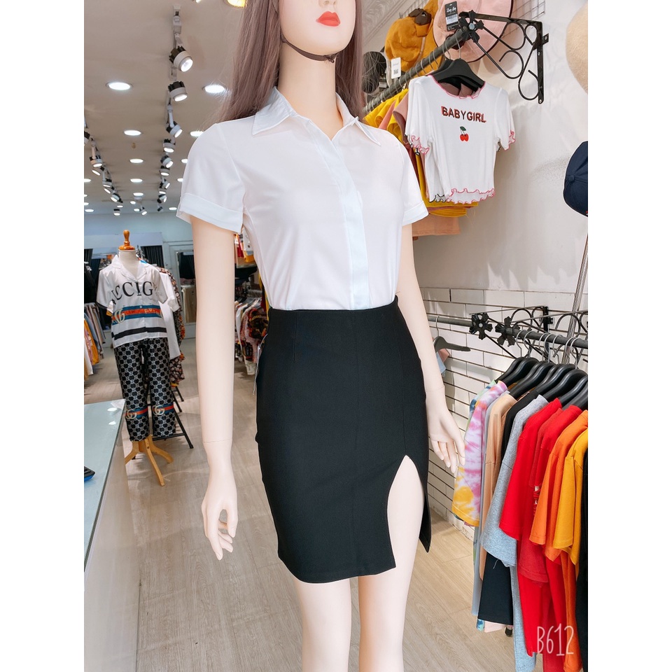 Chân Váy Bút Chì Công Sở Xẻ Tà Trước MOLA MSCV158