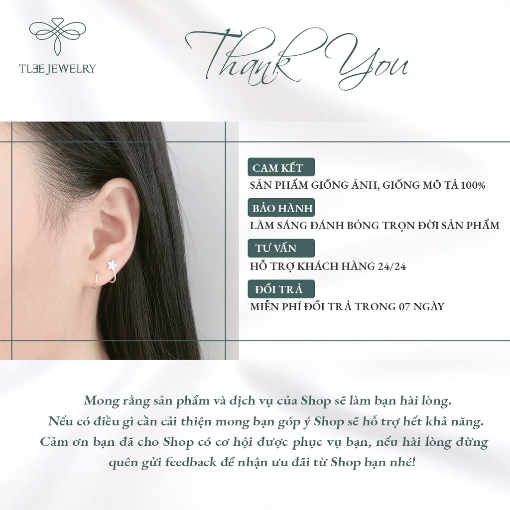Khuyên tai bạc nữ TLEE xoắn sao cá tính basic NCJ B0190