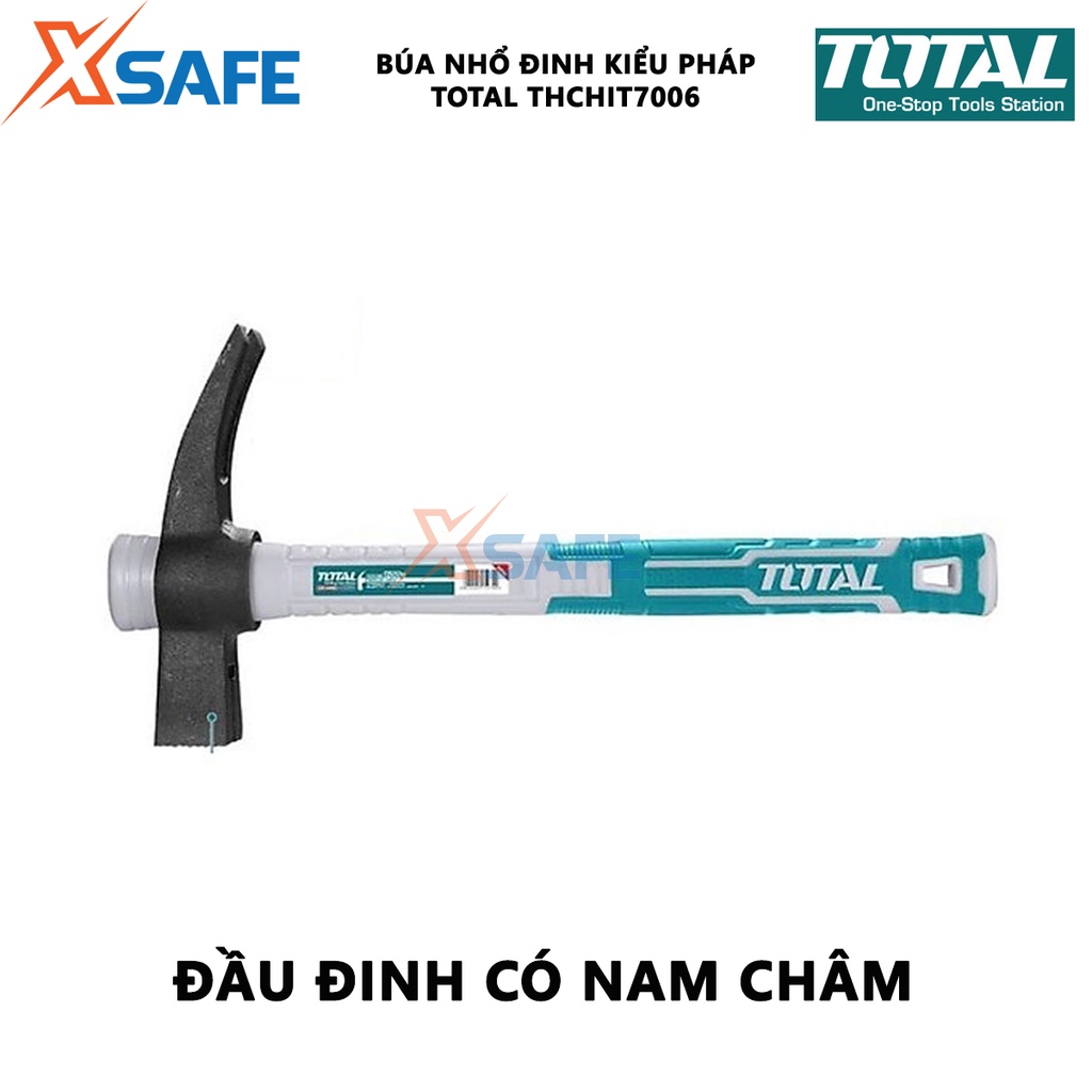 Búa nhổ đinh kiểu pháp TOTAL THCHIT7006 Búa cầm tay trọng lượng 700g, đầu búa được đúc rèn nguyên khối, chịu nhiệt