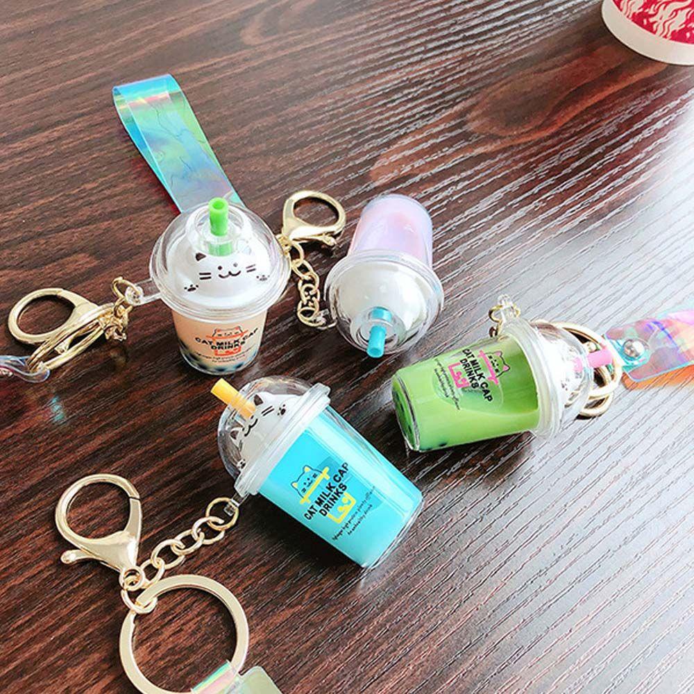 Móc Khóa Hình Ly Trà Sữa Đính Kim Tuyến Lấp Lánh Mừng Năm Mới