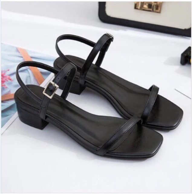 Sandal quai mảnh thiết kế gót 3p