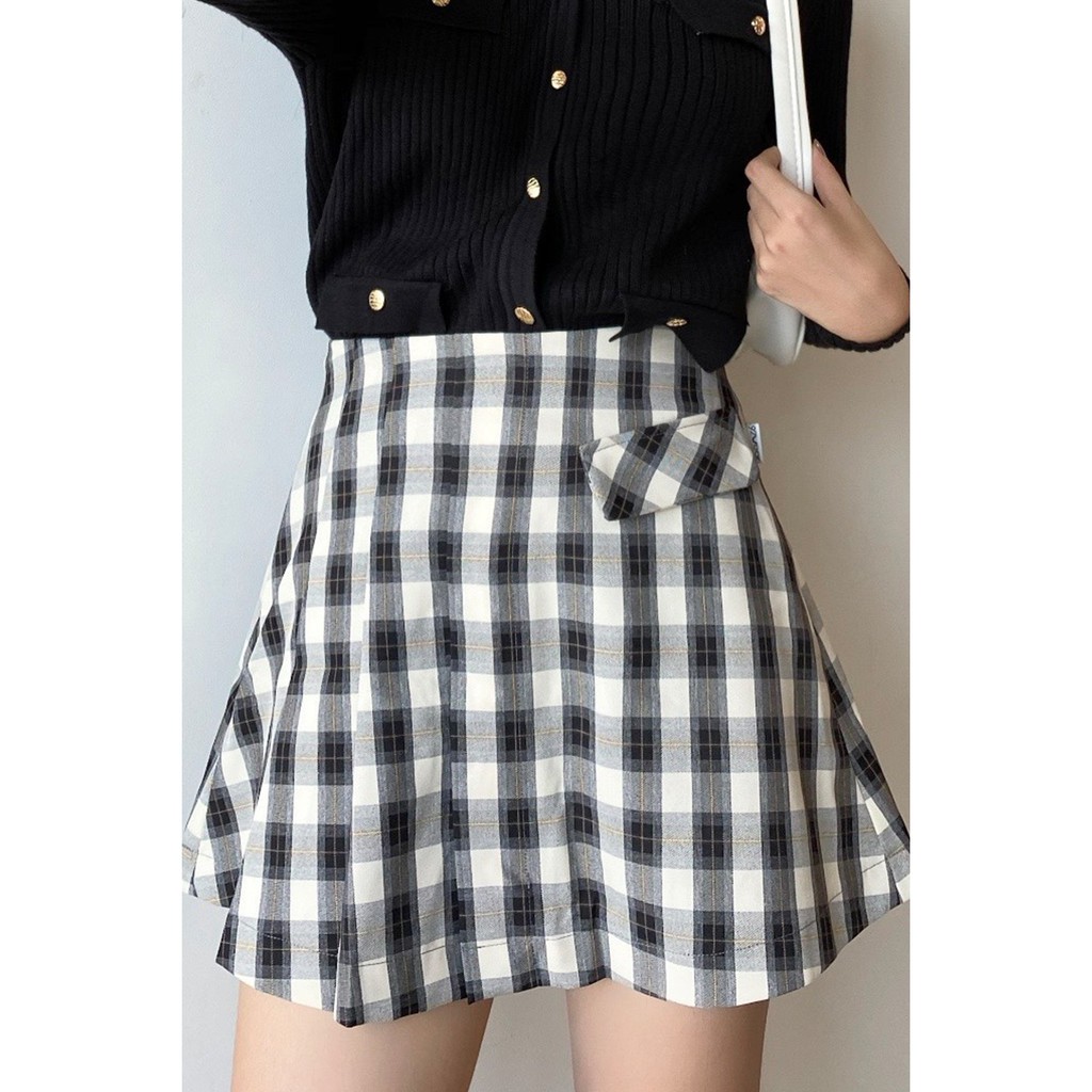 Chân váy chữ a xếp ly 1 bên kẻ caro JAW0443 - 92Wear | BigBuy360 - bigbuy360.vn