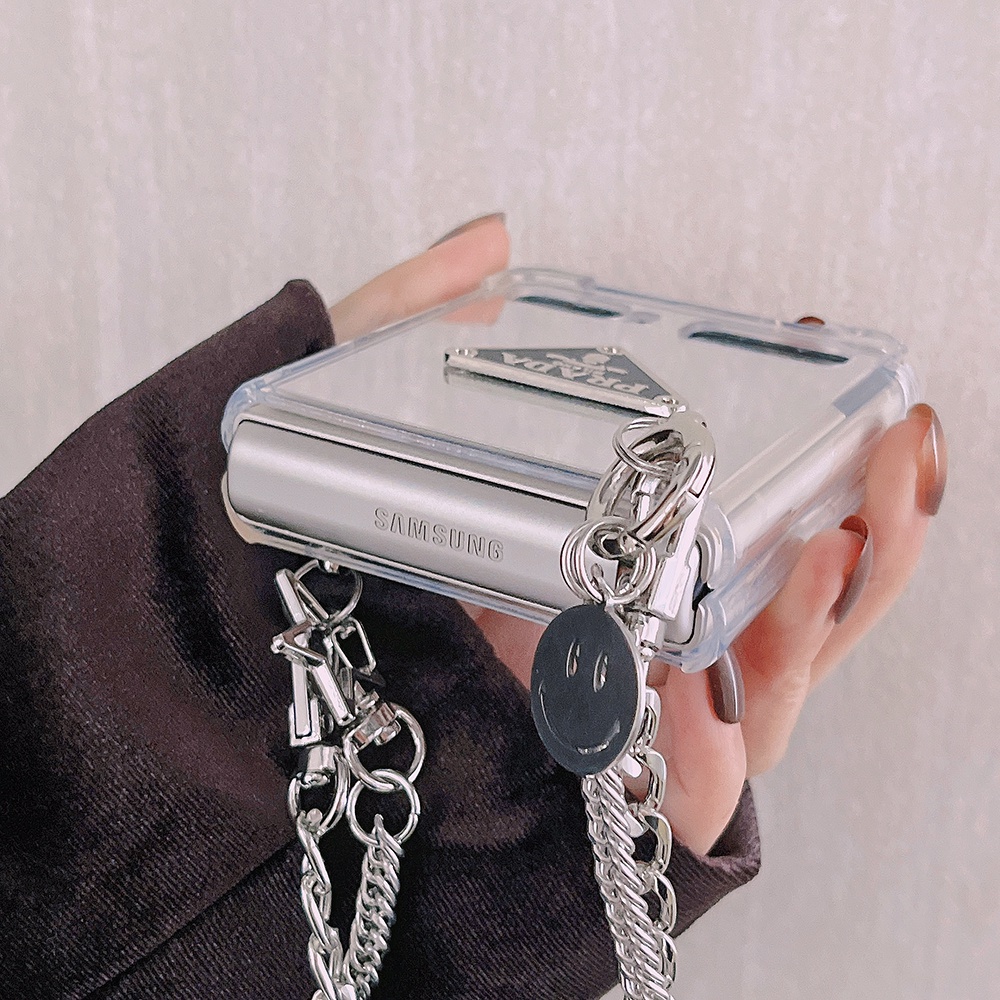 Ốp Điện Thoại Nắp Lật Mặt Gương Kèm Dây Đeo Cho Samsung Galaxy Z Flip 1/2 Z Flip1 ZFlip2 ZFlip 1