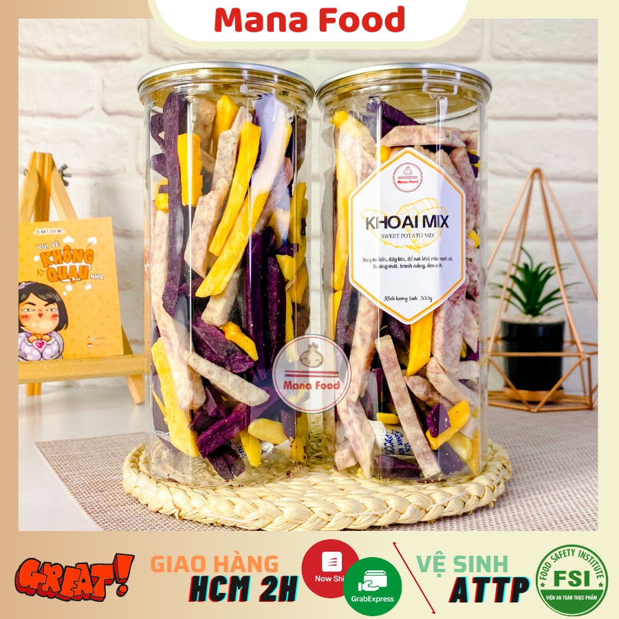 Khoai Lang Khoai Môn Mix Mana Food | rau củ sấy không đường, giảm cân hiệu quả - 300G