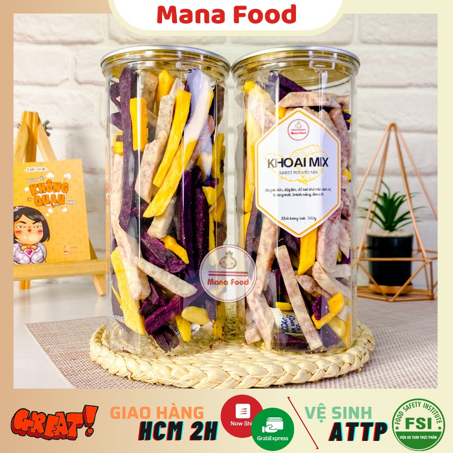 300G Khoai Sấy Mix Mana Food | khoai lang, khoai môn sấy không đường, giảm cân hiệu quả