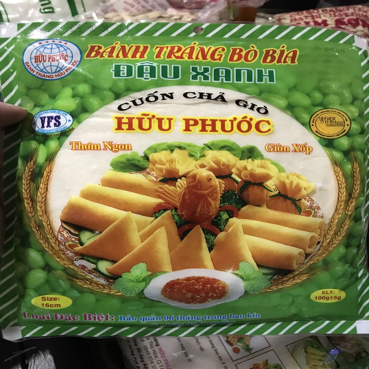 [Chay & Mặn] Bánh Bía Đậu Xanh Cuốn Chả Giò Hữu Phước- không nhúng nước - 1 xấp 30 miếng | BigBuy360 - bigbuy360.vn