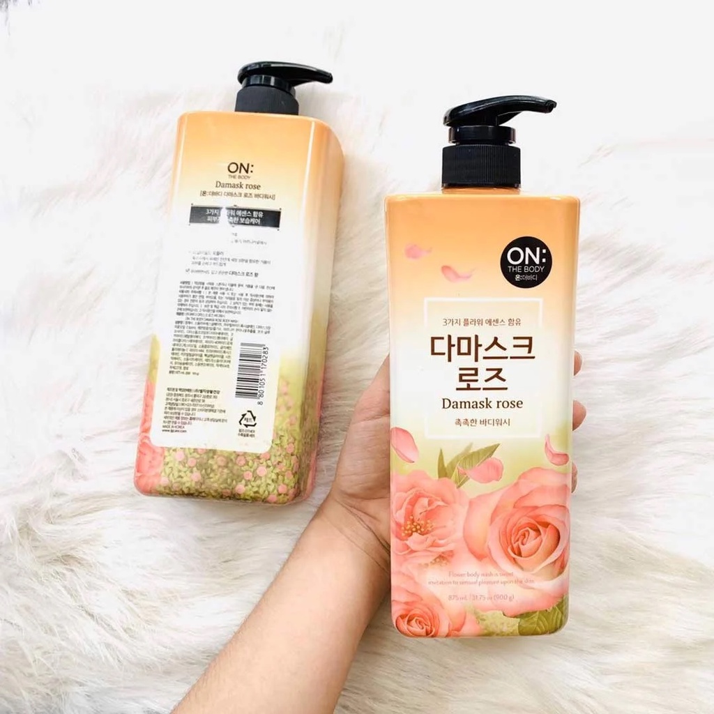 Sữa Tắm Nước Hoa On The Body Damask Rose Hàn Quốc 900g Giúp Cơ Thể Thư Dãn Lưu Lại Hương Thơm Lâu Cho Da Trắng Mịn