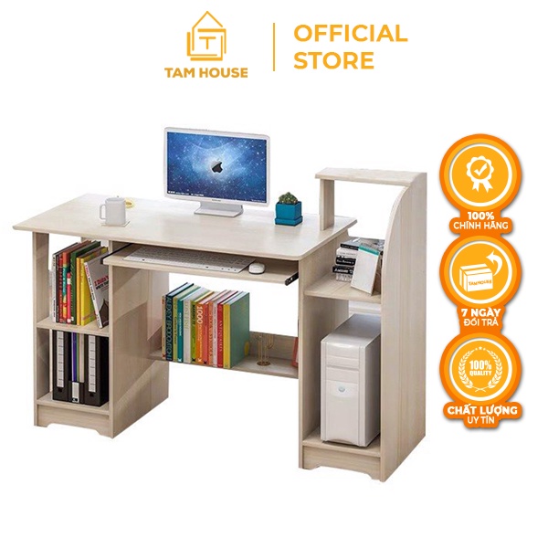 Bàn làm việc kèm kệ sách đa năng tiện lợi Tâm House BXG047 (120*40CM)