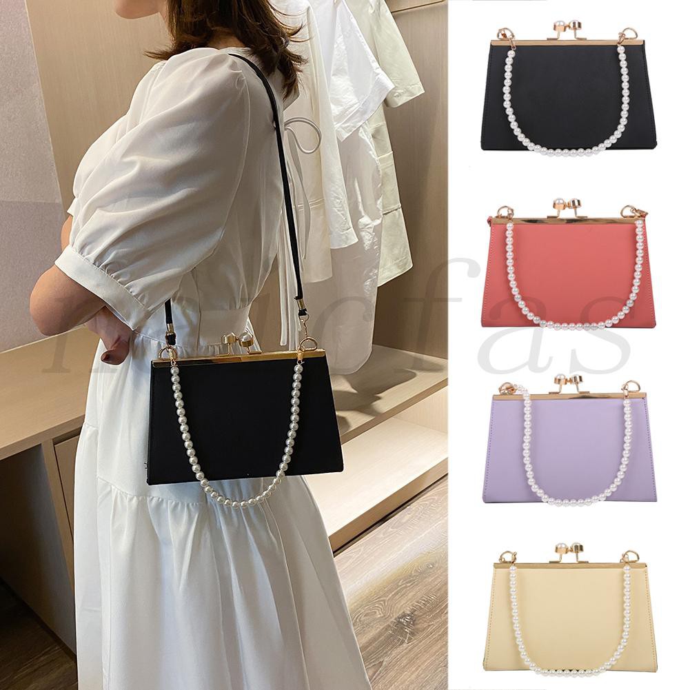 Naicfas Elegant Clip Women Shoulder Bags PU Leather Female Pearl Handbags Clutch