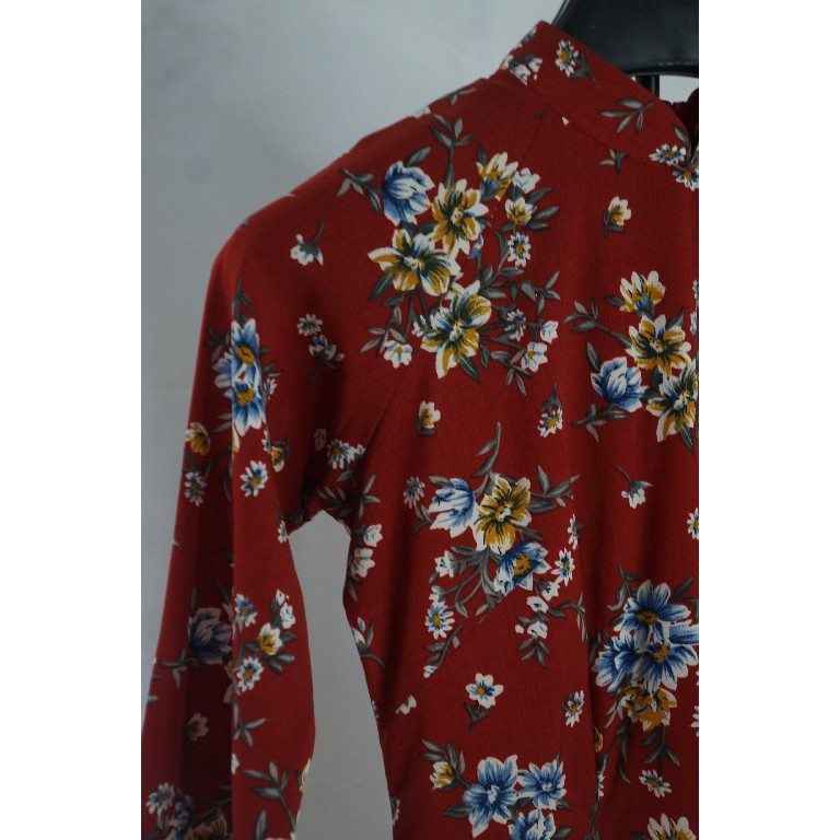 ÁO DÀI HOA ĐỎ ĐÔ