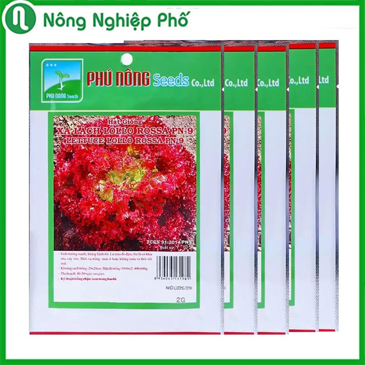 Hạt Giống Xà Lách Lollo Rossa Hà Lan PHÚ NÔNG Gói 2 Gram