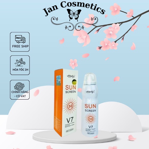 CHỐNG NẮNG SUN SCREEN V7 DẠNG XỊT TIỆN DỤNG SPF 50++ BẬT TONE TRẮNG DA, DỄ DÀNG XỊT LÊN NHỮNG NƠI KHÓ BÔI THÔNG THƯỜNG